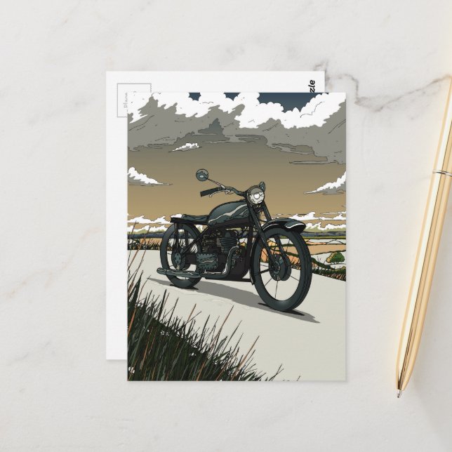 Beautiful Old Vintage Motorcycle Postcard (Front/Back In Situ)