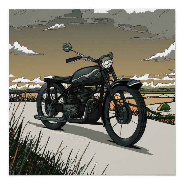 Beautiful Old Vintage Motorcycle Poster (Front)