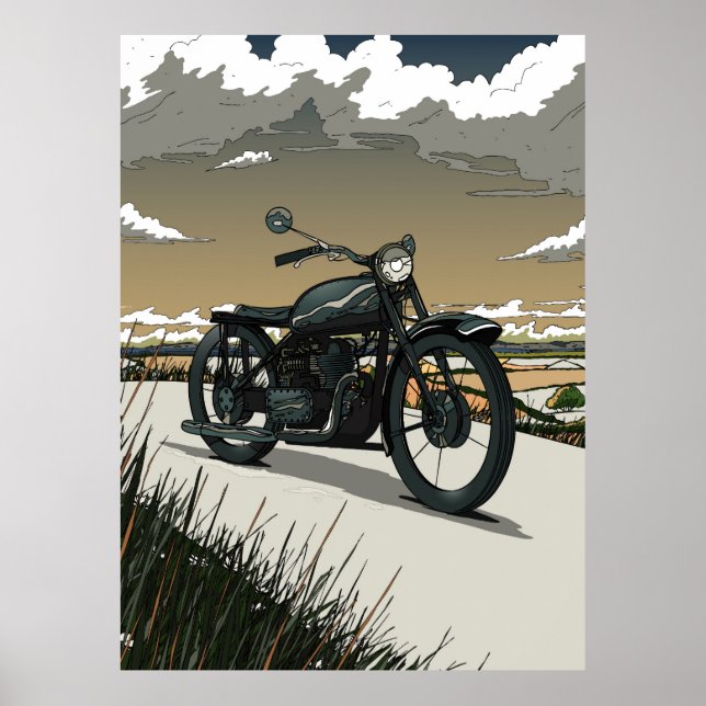 Beautiful Old Vintage Motorcycle Poster (Front)
