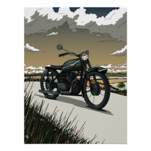 Beautiful Old Vintage Motorcycle Poster