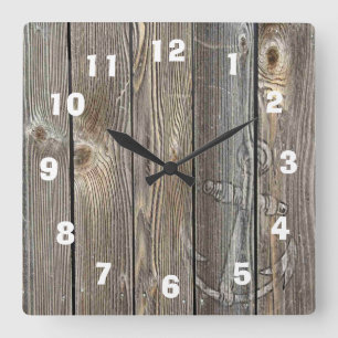 Beautiful Old Wood looking Clock with white Anchor
