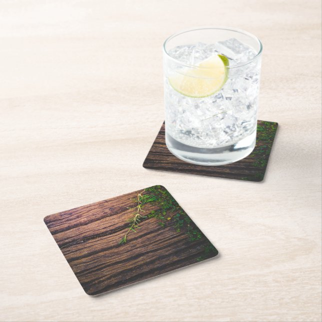 beautiful old wood square paper coaster (Insitu)