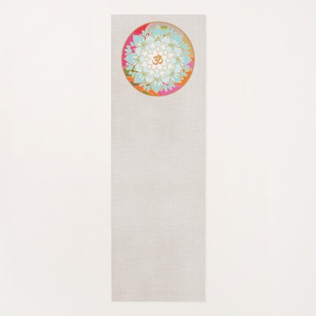 Beautiful  Om Lotus  Mandala Yoga Mat (Front)