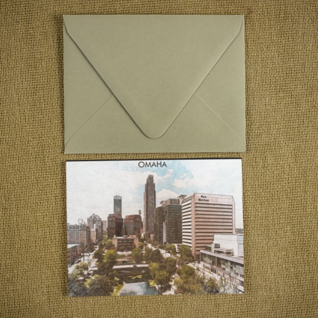 Beautiful Omaha Nebraska City View Postcard (omaha cityscape postcard)