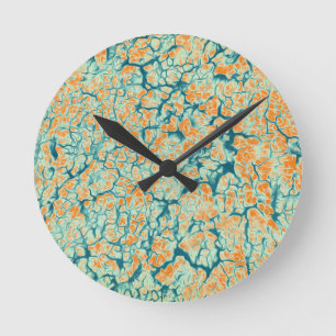 Beautiful Orange and Teal Nature Abstract Round Clock