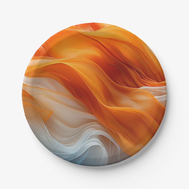 beautiful orange and white paper plate (Front)