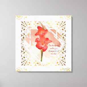 Beautiful Orange Floral Gold Frame Canvas Wall Art