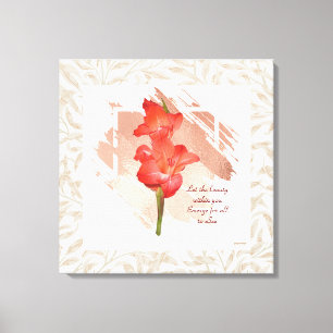 Beautiful Orange Floral Leaf Frame Canvas Wall Art