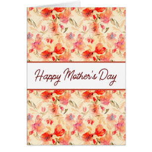 Beautiful Orange Floral Pattern Mother's Day Card