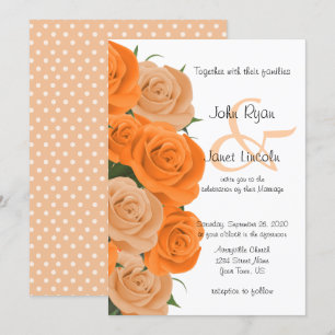Beautiful Orange Floral Rose Flower Wedding Invitation