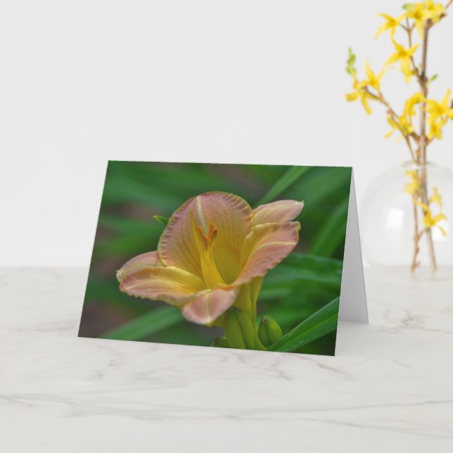 Beautiful Orange Gold Lily Flower Art Note Card (Yellow Flower)