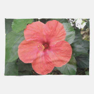 Beautiful Orange Hibiscus Flower Kitchen Towel