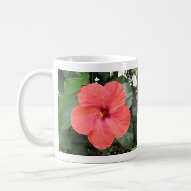 Beautiful Orange Hibiscus Flower Mug (Left)