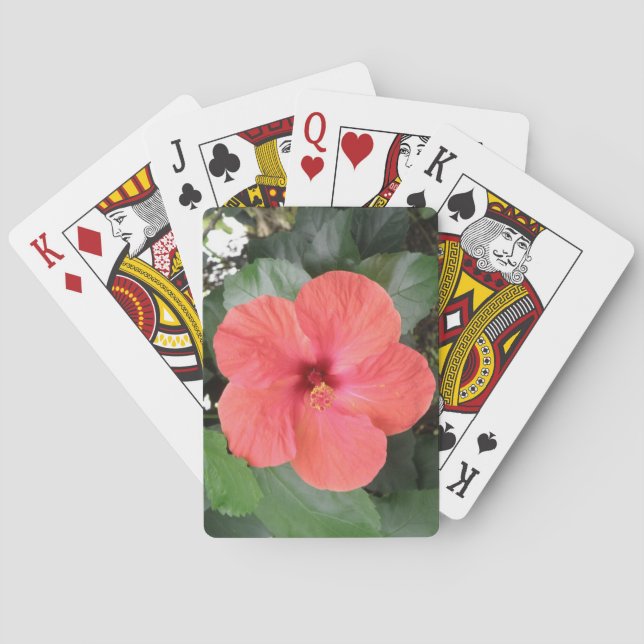 Beautiful Orange Hibiscus Flower Playing cards (Back)