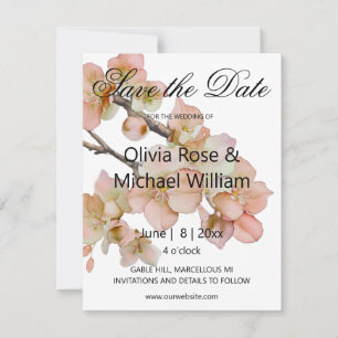 Beautiful orange pink floral SAVE THE DATE WEDDING