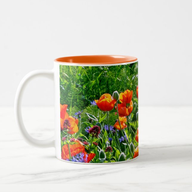 Beautiful orange poppy flower coffee mug (Left)