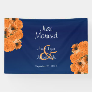 Beautiful Orange Rose and Navy Blue  Banner