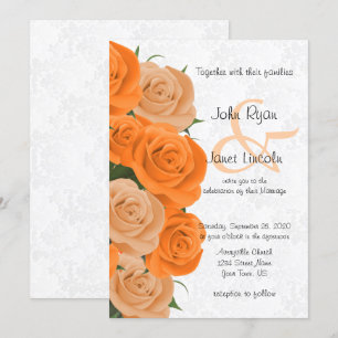 Beautiful Orange Rose Flower Wedding Invitations 2