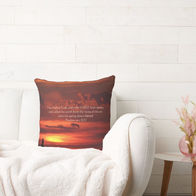 Beautiful Orange Sunrise Art with Bible Verse Cushion (Couch)