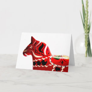 Beautiful Orange Swedish Dala Horse Card