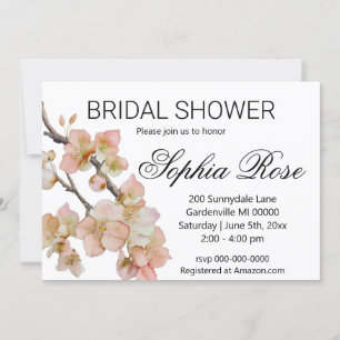 Beautiful orange watercolor floral bridal shower invitation