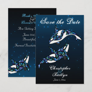 Beautiful Orca Whales Beach Wedding Save the Date Invitation