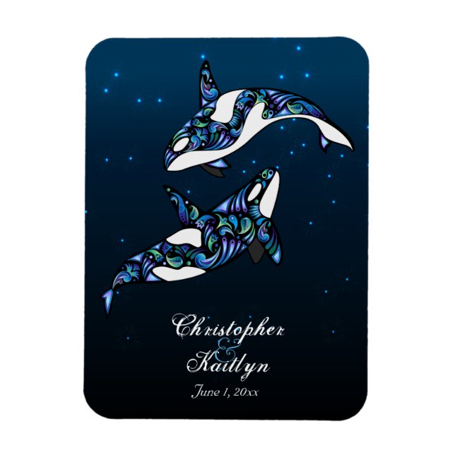 Beautiful Orca Whales Wedding Magnet (Vertical)