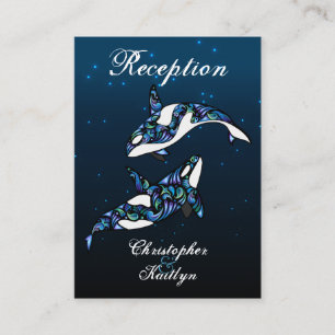 Beautiful Orca Whales Wedding Reception Cards