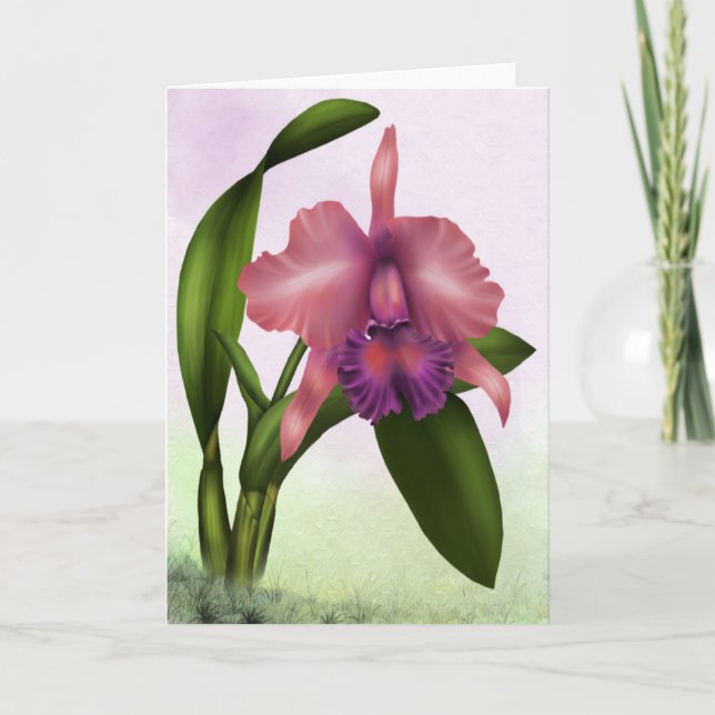 Beautiful Orchid Greeting Card (Front)
