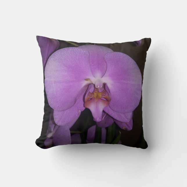 Beautiful Orchid Throw Pillow (Front)