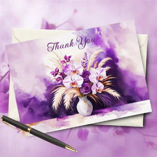 Beautiful Orchids And Roses Pampas Thank You Card