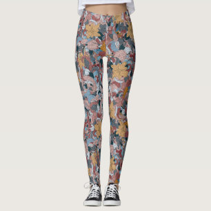 Beautiful Oriental Floral Design Leggings