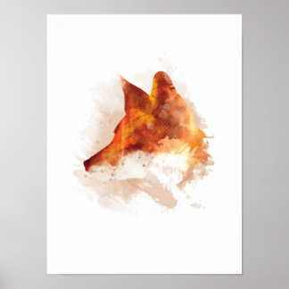 Beautiful Original Fox Watercolour Design Poster