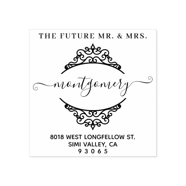 Beautiful Ornament Circle Future Mr. & Mrs. Rubber Stamp (Imprint)