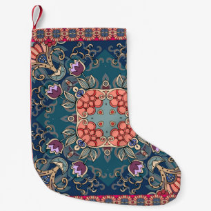 Beautiful ornament with lilac tulip flowers and ab small christmas stocking