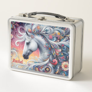 Beautiful Ornate Arabian Horse Metal Lunch Box