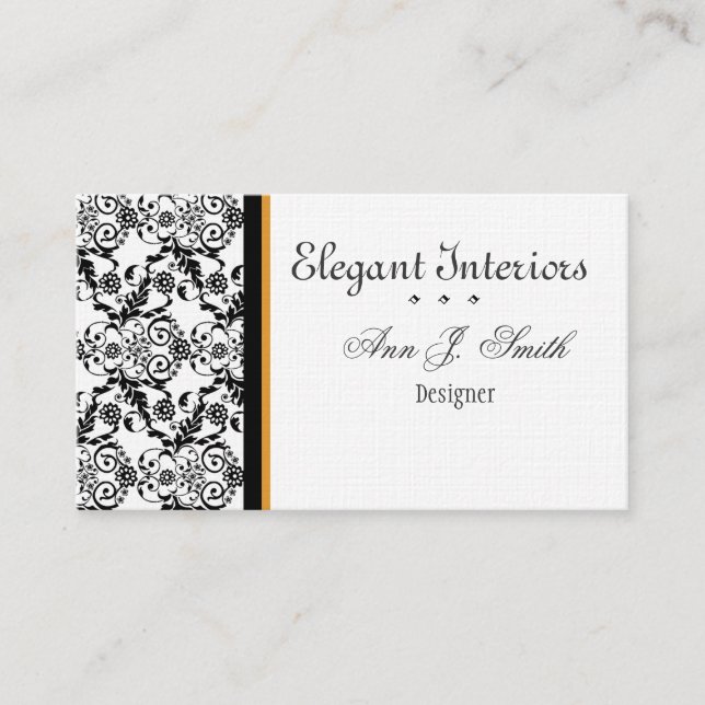 Beautiful Ornate Baroque Deluxe  Damask Designer Business Card (Front)