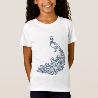 Beautiful Ornate Blue Peacock Silhouette T-Shirt