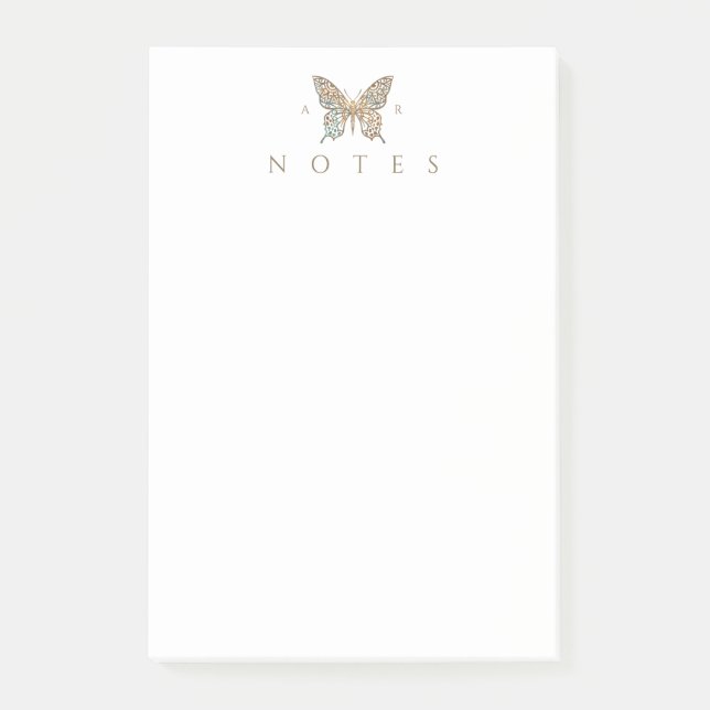Beautiful Ornate Decorative Butterfly Logo Black Post-it Notes (Front)
