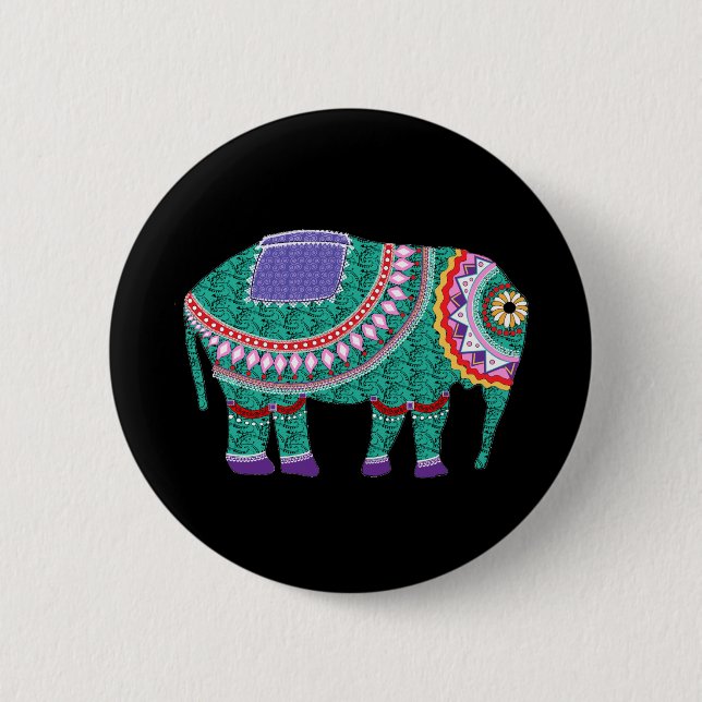 Beautiful Ornate Elephant 6 Cm Round Badge (Front)