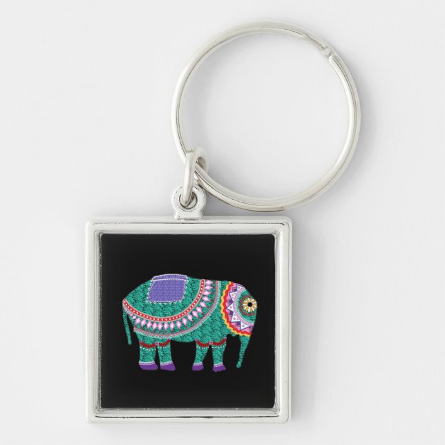 Beautiful Ornate Elephant Key Ring (Front)