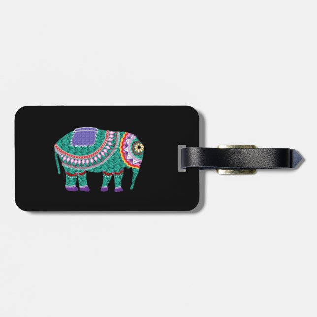 Beautiful Ornate Elephant Luggage Tag (Back Horizontal)