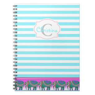 Beautiful Ornate Elephant Monogram Notebook