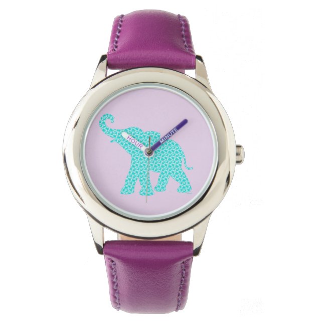 Beautiful Ornate Elephant purple Watch (Front)