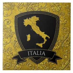 Beautiful Ornate Map of Italy Tile