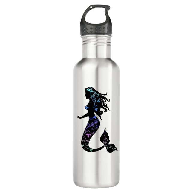 Beautiful Ornate Mermaid Silhouette 710 Ml Water Bottle (Front)