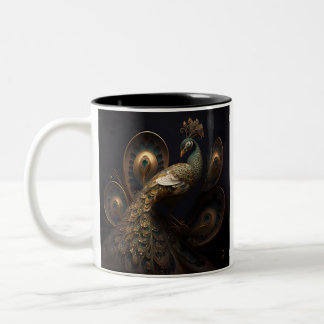 Beautiful Ornate Peacock Two-Tone Coffee Mug
