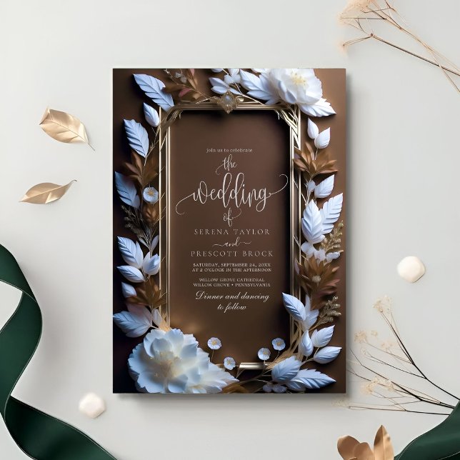 Beautiful Ornate Roses with Golden accent Wedding Invitation (Creator Uploaded)