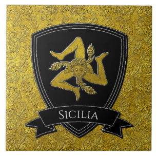 Beautiful Ornate Sicilian Trinacria Tile