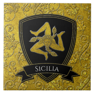 Beautiful Ornate Sicilian Trinacria Tile